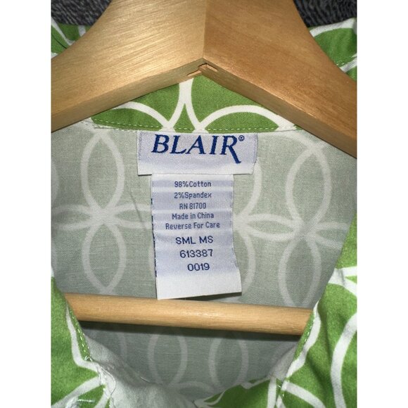 Vintage Blair Grass Green Geometric Print Dress- Small Misses - Picture 3 of 6